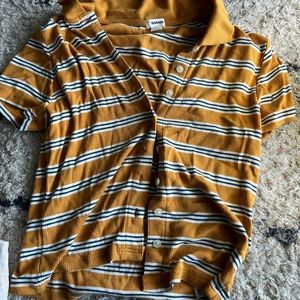 Yellow and white stripped tee shirt never worn from garage